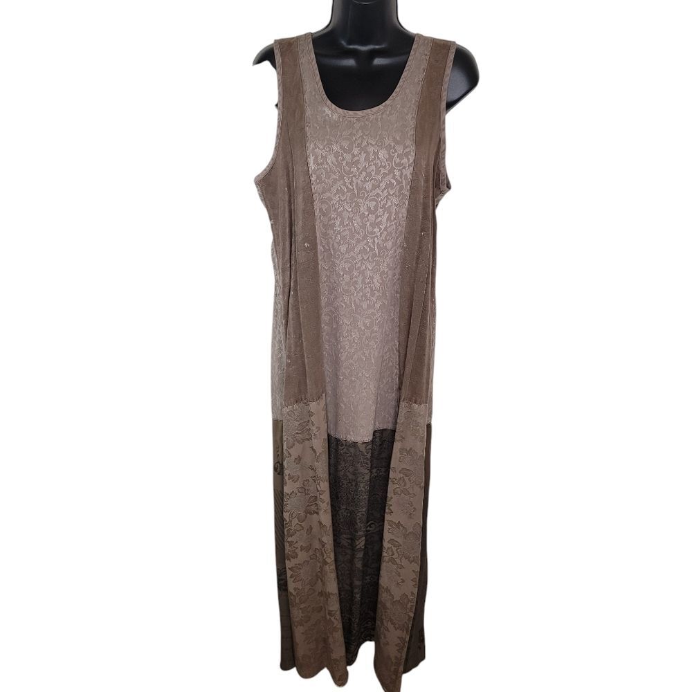 Citron Santa Monica Brocade Floral Animal Print Rayon Maxi Dress Size Medium